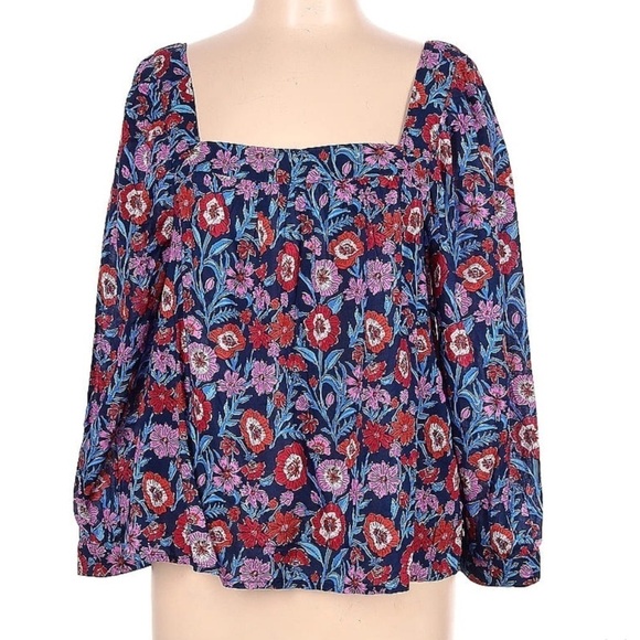 vineyard vines Tisbury Floral Square Neck Top Tisbury Floral/Deep Bay plus sz 2X - Picture 1 of 7